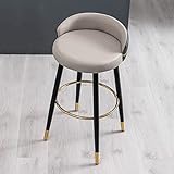 Barhocker, Barhocker, um 360° drehbare Rückenlehne, Barhocker mit schwarzem Karbon-Stuhlrahmen und Goldener Fußstütze für Büro-Empfangstheke, hoher Hocker (Größe: 72 cm, Farbe: -03) (4)