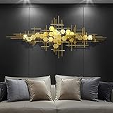 AOTTSD Metall 3D Wanddeko Wandbilder Golden Wohnzimmer Schlafzimmer, Modern Design Wandschmuck Wandobjekt Handgemachte Wandskulpturen Schmiedeeisen Zierelemente Ornamente Geschenk