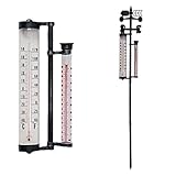 Wetterfrosch 150cm Garten-Wetterstation - Regenmesser, Thermometer, Niederschlagsmesser, Windrichtungsanzeige, Gartendeko