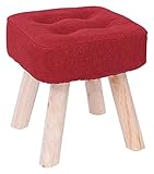 DAZulI Schuhschrank Baumwolle Leinen Ottomane, Polsterhocker Quadratisch Kindersofa Fußstütze, Stoffkunst Hocker Wohnzimmer Holz kleine Fußhocker, 8 Farben (Farbe: Rot, Größe: 29,5 x 34 cm)