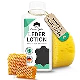 Emma Grün® Lederpflege für Ledercouch & Sofa 250ml [MIT BIENENWACHS] - Glatt- & Kunstleder Pflege - Lederpflege Auto Autositze - Pflegemittel Sofa, Jacken & Autoleder (+Schwamm) - Made in Germany