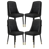 Schminkstuhl, Küche, Leder, Esszimmerstühle, 4er-Set, Mid-Century Modern, Einfachheit, Schlafzimmer, Ehezimmer, Balkon, Sofa, Stuhl, Schminktisch, Make-up-Stuhl (Farbe: Schwarz)