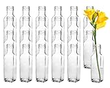 24 Stück Eckig Mini Vasen Typ-Mara100 Glasfläschchen kleine Dekoflaschen Flasche Väschen Vase Glasflaschen Blumenvase (24 Stück)