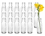 24 Stück Eckig Mini Vasen Typ-Mara100 Glasfläschchen kleine Dekoflaschen Flasche Väschen Vase Glasflaschen Blumenvase (24 Stück)