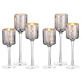 Romadedi Teelichthalter Windlicht Glas Silber - 3er Set Kerzenhalter Hoch Kerzenständer Teelichter Teelichtgläser Stumpenkerzen Hochzeit Wohnzimmer Party Deko Tischdeko, 20/23/26 cm