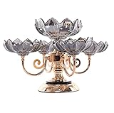 IRYZE Obst Etagere Obstschale Obstkorb Kristallglas-Obstschale, Chinesischer Retro-Mehrschichtspeicher, Obstteller, Zuhause, Wohnzimmer, Metallbasis Obstkörbe Obstschalen