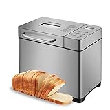 Brotbackautomat, Edelstahl Brotbackautomaten mit Automatische Zutatenbox, Brotbackmaschine mit Glutenfrei, Marmelade, Joghurt