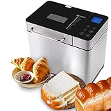 Brotbackautomat 710W Backmeister, 19 Programme, Edelstahl Bread Maker Vollautomatische mit 15 Stunden Timing-Funktion, Sichtfenster