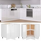 BULANED Eckunterschrank, Eckschrank, Winkelküche, Küchen Eckschrank, Küchen Schränke Einzeln, Kitchen Cabinets, Küchenschrank, Hochglanz-Weiß 75,5x75,5x80,5 cm Spanplatte