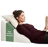 WELL B4 Ergonomisches Lesekissen für Bett und Sofa, MITTELFEST – Bequemes Rückenkissen mit Memory Foam – Reflux Kissen, Keilkissen Bett, Bettkissen Rückenlehne im Sitzen und Liegen, grau