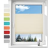 Plissee ohne Bohren Plissees Klemmfix,(Perle Beige 50 * 100) Easyfix Plisseeroll Rollo für Fenster Einfache Montage Sichtschutz und Sonnenschutz