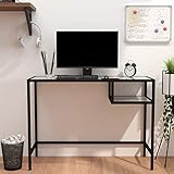 ZEYUAN Computertisch, Pc Tisch, Schreibtisch, Gaming Tisch, Arbeitstisch Büro, Büro Tisch, Pc Schreibtisch, Computer Tisch, Laptoptisch, Weiß Marmor 100x36x74 cm Hartglas