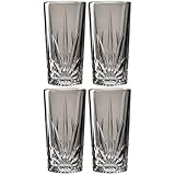 Leonardo Capri Trink-Gläser 4er Set grau, spülmaschinenfeste Saft-Gläser mit Relief Facetten-Schliff, bunte Wasser-Gläser, Glas-Becher, 330 ml, 022359