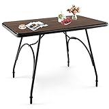 HOMASIS Esszimmertisch, hoher Tisch, Bartisch für 4 Personen, Küchentisch, Metallrahmen, Arbeitsplatte aus Holz, industrieller Stil, für Wohnzimmer, Balkon, 110 x 70 x 77 cm, Braun