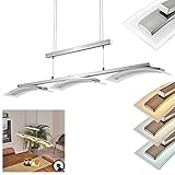 LED Pendelleuchte Bolonda, dimmbare Deckenlampe aus Metall in Nickel-matt mit klarem Glasschirm, moderne Hängelampe mit Tastschalter, 3 x LED 5 Watt, 1350 Lumen, 2700-6000 Kelvin