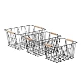 Amazon Basics – Aufbewahrungskörbe aus Draht, 3 Stück, Standard, Schwarz