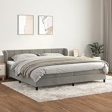 Tidyard Boxspringbett mit Matratze Jugendbett Bettrahmen Polsterbett Hotelbett Schlafzimmerbett Bett mit Kopfteil Gästebett Designerbett Doppelbett/Einzelbett Hellgrau 200x200 cm Samt