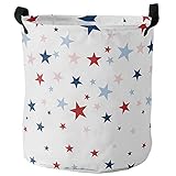 Wäschesammler Unabhängigkeitstag-Stern-Weiß-Blau-Rot Handtuchkorb Elegante Wäschesortierer Freistehende Laundry Basket Für Kleidung Wäsche Spielzeug,40X50Cm