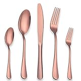 Berglander Edelstahl Besteck Set 30 Stück mit Titan Roségold vergoldet, Kupfer Farbe Besteck Set, Besteck, Besteck Set Service für 6 30 Stück