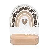 wunderwunsch - Personalisiertes Nachtlicht für Babys - Individuelle Nachttischlampe für Kinder - Personalisierte Geschenke Kinder - Babygeschenk - Geschenk zur Geburt (Regenbogen Beige)