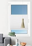 Deco4Me Premium Plissee ohne Bohren (Weiß, 100 x 130 cm) - Blickdicht, ohne Verdunkelung, mit Klemmfix Halterung zum Kleben & Klemmen - Sichtschutz Rollo für Fenster