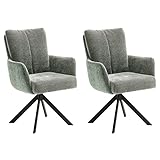 Lomadox Esszimmer Armlehnenstühle Polsterstuhl 2er Set in pastellgrün, 360° drehbar mit Nivelierung, B/H/T ca. 61/90/67 cm