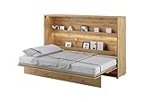 Schrankbett Bed Concept, Wandklappbett mit Lattenrost, V-Bett, Wandbett Bettschrank Schrank mit integriertem Klappbett Funktionsbett (BC-05, 120 x 200 cm, Artisan Eiche, Horizontal)