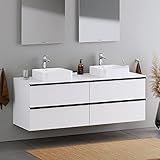 Duravit Badmöbel Unterschrank 120cm DuraPoint hängend für Aufsatzwaschbecken in Weiß matt Waschtischunterschrank mit 4 Schubladen, vormontiert