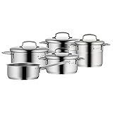 WMF Mini Vorteils Topfset Induktion klein 5-teilig, Kochtopf Set mit Metalldeckel, Cromargan Edelstahl, Töpfe Set stapelbar ideal für kleine Portionen
