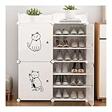 EVepes Schuhregale 4-Würfel-Kunststoff-Schuhregal, 6-stöckiger, langlebiger, modularer Schuhschrank, platzsparender Schuh-Organizer für Eingangsbereich, Schrank Aufbewahrungsorganisator