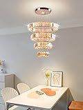 FRIXCHUR Kronleuchter Modern Kristall Silber LED Pendelleuchte Crystal Hängeleuchte Kristallleuchter Wohnzimmerlampe Hängend Schlafzimmerlampe Pendelleuchte Ring(Warmweiß)