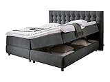 Atlantic Home Collection Boxspringbett TINA, 180x200 cm, inklusive Topper (Härtegrad H2) und Bettkästen (2x), anthrazit, 180 x 200 cm