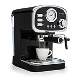 Klarstein Espressionata Gusto Espressomaschine, Siebträgermaschine mit 1100 W, 15 Bar Druck, Siebträger Kaffeemaschine, Volumen Wassertank: 1 Liter, abnehmbares Tropfgitter aus Edelstahl, schwarz