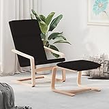 Bussandri Exclusive - Relaxsessel mit Hocker Schwarz Stoff