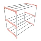 Schuhregal klein, 3-stöckiges kleines Schuhregal, Mini-Schuh-Organizer, schlankes stapelbares Schuhregal, Schuhständer-Organizer, Metall-Schuhregal, Schuhaufbewahrung, schnelle Montage, keine Werkzeug