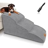Lesnox Erweiterte 3stufige Hundetreppe für kleine Hunde, 30D Schaumstoff Haustiertreppe Stufen, rutschfest, HunderampeLeiter für Couch Sofa Bett, breitere Stufe, für kleine Haustiere Katzen mit