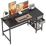 Cubiker Computer Home Office Schreibtisch mit Schubladen, 140x60 cm Kleiner Schreibtisch Arbeitszimmer Schreibtisch, Moderner einfacher PC-Schreibtisch, Schwarz