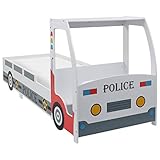 Tidyard Kinderbett im Polizeiauto-Design mit Schreibtisch for Kids Autobett Autobett Kinderbett Bett Gesamtmaße:260,5 x 97 x 117 cm (L x B x H),MDF-Rahmen + Holz-Lattenrost,Mehrfarbig