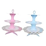 Cabilock 2 Stück Papier-Tortenständer Obstkuchen Kekse Plätzchenplatte Pappe Cupcake-Ständer Hochzeit Cupcake-Turm Party-Leckerli-Ständer Geburtstags-Kuchenständer Kuchenregal
