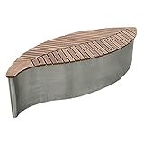 HASMI Grand Patio Gartenbank Outdoor Creative Bank Park Square Kunst Bank Edelstahl Blattförmige Bank Hölzerne Latteplatz Seat Outdoor-Lounge-Stuhl ohne Rückenlehne für Garten Park Balkon