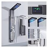 Thermostatisches Duschset mit intelligenter Armatur Edelstahl-Duschpaneel Tower-System LED-Duschpaneel 5-Funktions-Badezimmer-Duscharmatur Wandmontage Schwarz Kalt- und Warmwasser-Duschsäule ( Size :