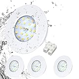 HiBay LED Einbaustrahler 230V Ultra Flach Bad Deckenleuchte mini Spot 60mm-65mm LED Einbauleuchten IP44 Warmweiß außen Strahler Badezimmer Lampe Set 4