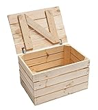 Obstkisten Online Holztruhe mit Deckel Truhe Couchtisch im Landhausstil, Stauraum für Decken, Kissen im Schlafzimmer (48x36x28cm natur)