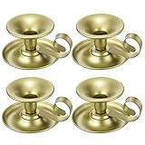 PATIKIL Retro Eisen Kegel Kerze Halterung Set von 4 Gold Einfach Kerzenleuchter Halterung Kerze Lichtständer für Tisch Mittelpunkt Party Hochzeit Essen Dekoration