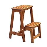 LJXX Klappbarer 2-Stufen-Hocker, Multifunktionaler Klappbarer Massivholz-Leiterhocker, Tritthocker Stuhl Küche Büro Innen- und Außenbereich, Blumenständer