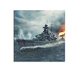 NOHF Battlecruiser Poster für KMS Gneisenau Poster, Wandkunstdruck, Retro, ästhetische Raumdekoration, Malerei, Leinwand, Poster für Zuhause und Büro, 60 x 60 cm, ohne Rahmen