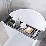 WINAKUI Verstellbares Badewannen-Tablett Caddy Badewannenregal, ausziehbares Badezimmer-Regal, Badewanne, Geschirrabtropfgestell, einziehbares , Regal für Küche Badezimmer