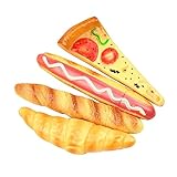 NUOBESTY 4 Stück Heißes Brot Gemischte Magnete Lebensmittel Pizza Stifte Stifte Croissant Muster Hund Ball Kugelschreiber Simulation Kühlschrank