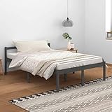 Tidyard Massivholzbett Bettgestell Gästebett Futonbett Jugendbett Bett Holzbett Doppelbett/Einzelbett Bettrahmen Lattenrost Schlafzimmerbett Komfortbett Seniorenbett Grau Kiefer 140x200 cm