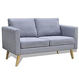 JUNZAI Sofa 2-Sitzer, Couch für Wohnzimmer, für Wohnungen, Couch Mit Schlaffunktion, Loungesofa, Relaxsofa, Sofas & Couches, Stoff Hellgrau